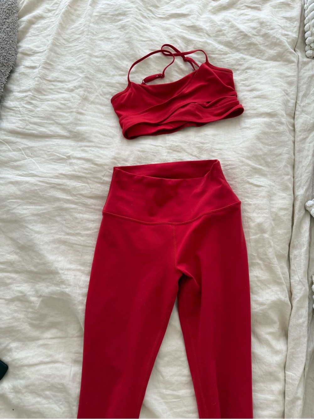 Alo Yoga  High-Waist Red Performance Leggings and Crop Top